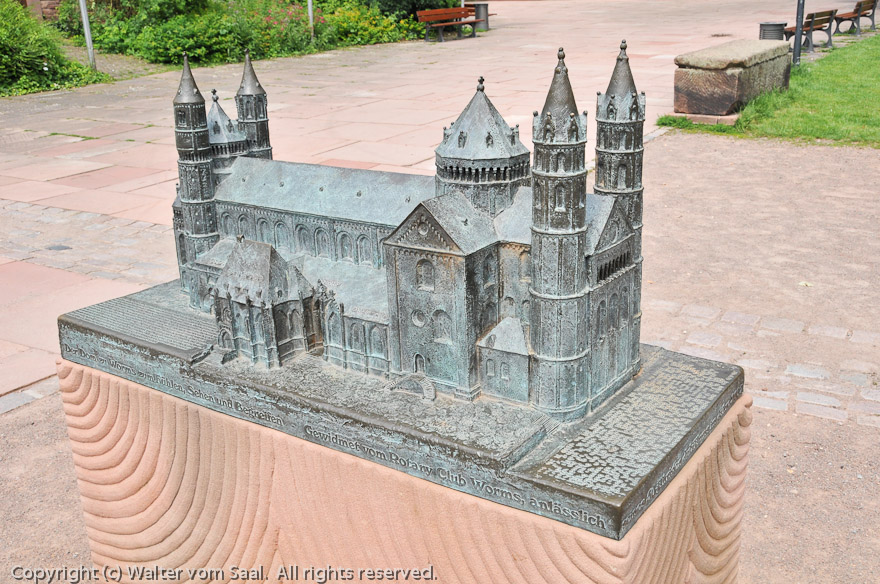 Second view of small model outside the cathedral.